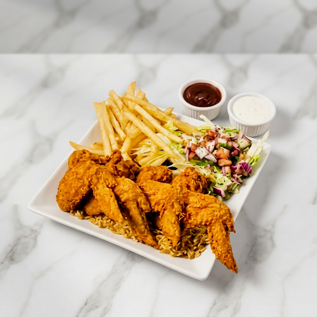 Chicken Wings Over Rice.